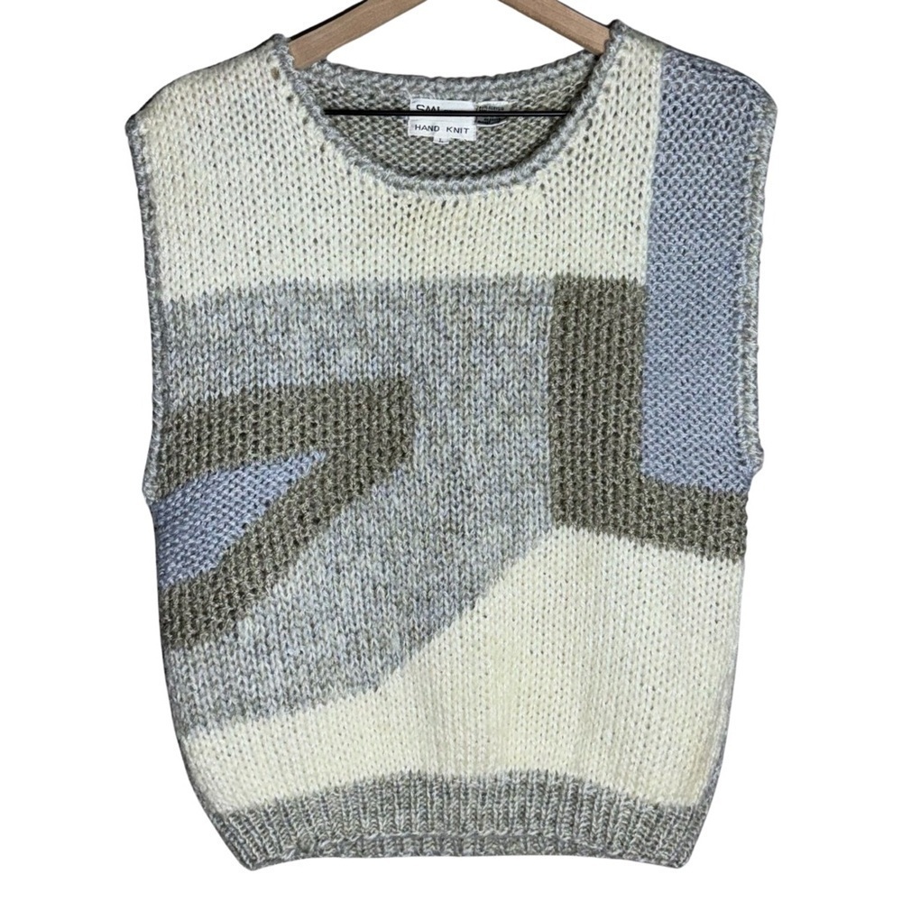 SML Sport Hand Knit Wool Blend Sweater Vest - Size L